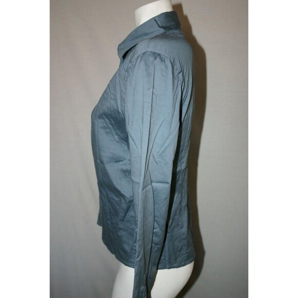 Banana Republic Stretch Women's Blouse Gray Size M Long Sleeves Buttons Cuffs - Picture 6 of 7